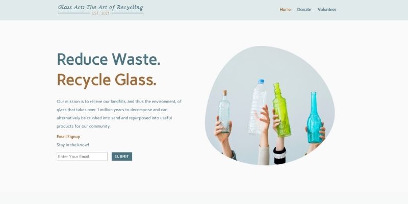 Glass Act Recycling Website Screenshot